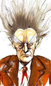 Edgard Varèse, American composer of French origin (1883-1965); caricature by Neale Osborne